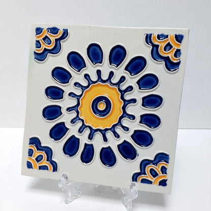 Hand-Painted Portuguese Ceramic Tile, Floral Wall Art, Azulejo Decor