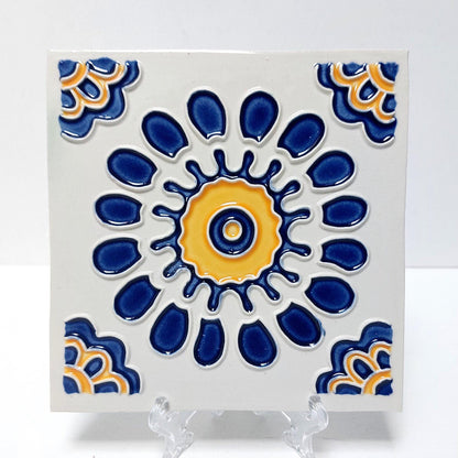 Hand-Painted Portuguese Ceramic Tile, Floral Wall Art, Azulejo Decor