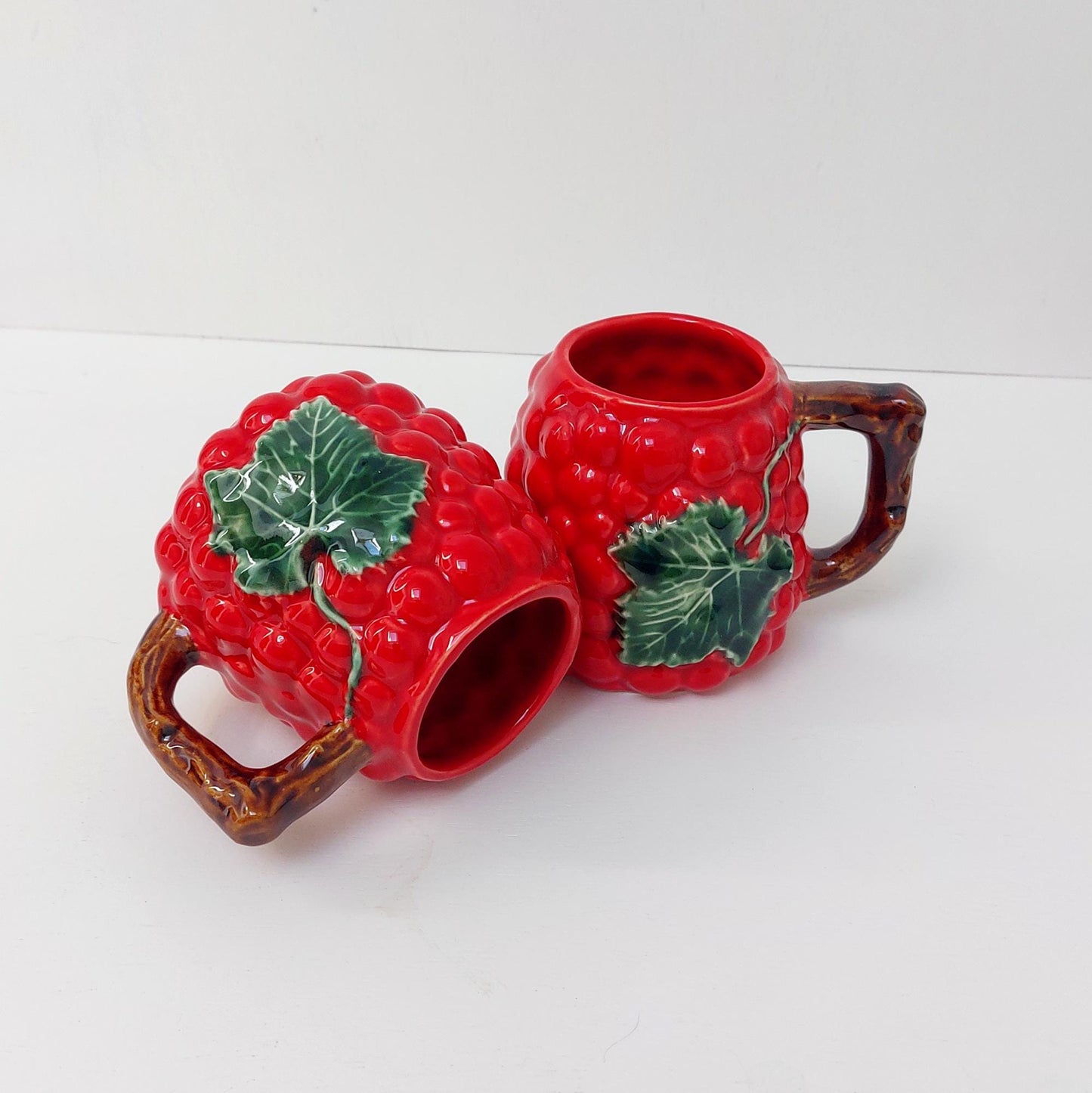 Hand-Painted Grape Ceramic Mug, Portuguese Pottery