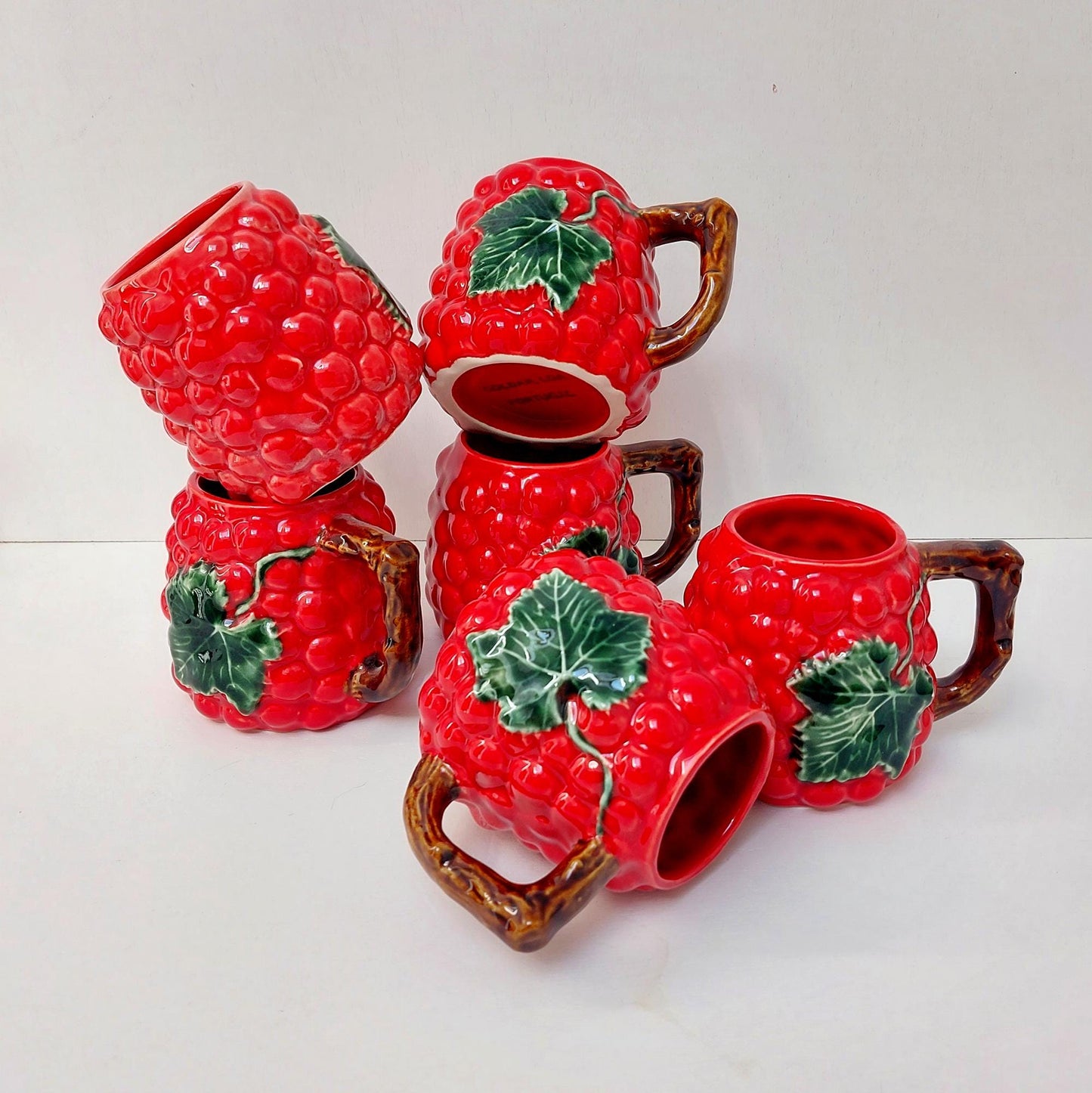 Hand-Painted Grape Ceramic Mug, Portuguese Pottery