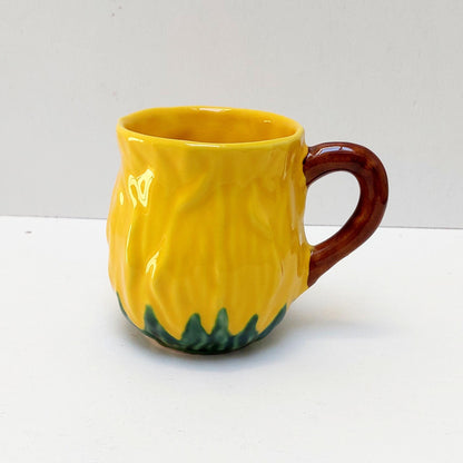 Hand-Painted Ceramic Mug, Sunflower Collection, Portuguese Pottery