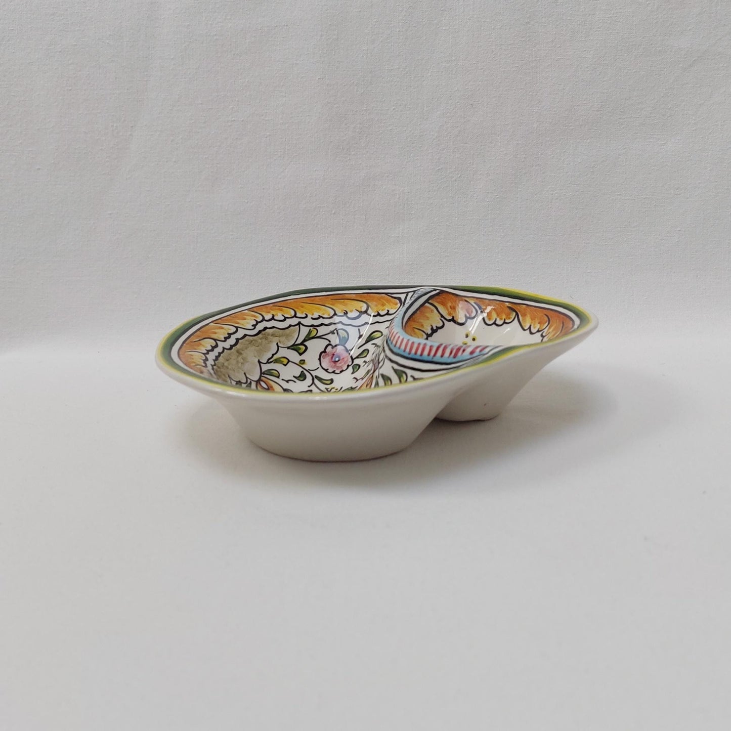 Portuguese Ceramic Olive Dish, Hand Painted Appetizer Plate