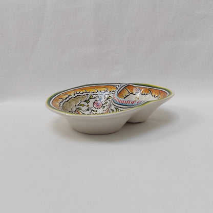 Portuguese Ceramic Olive Dish, Hand Painted Appetizer Plate