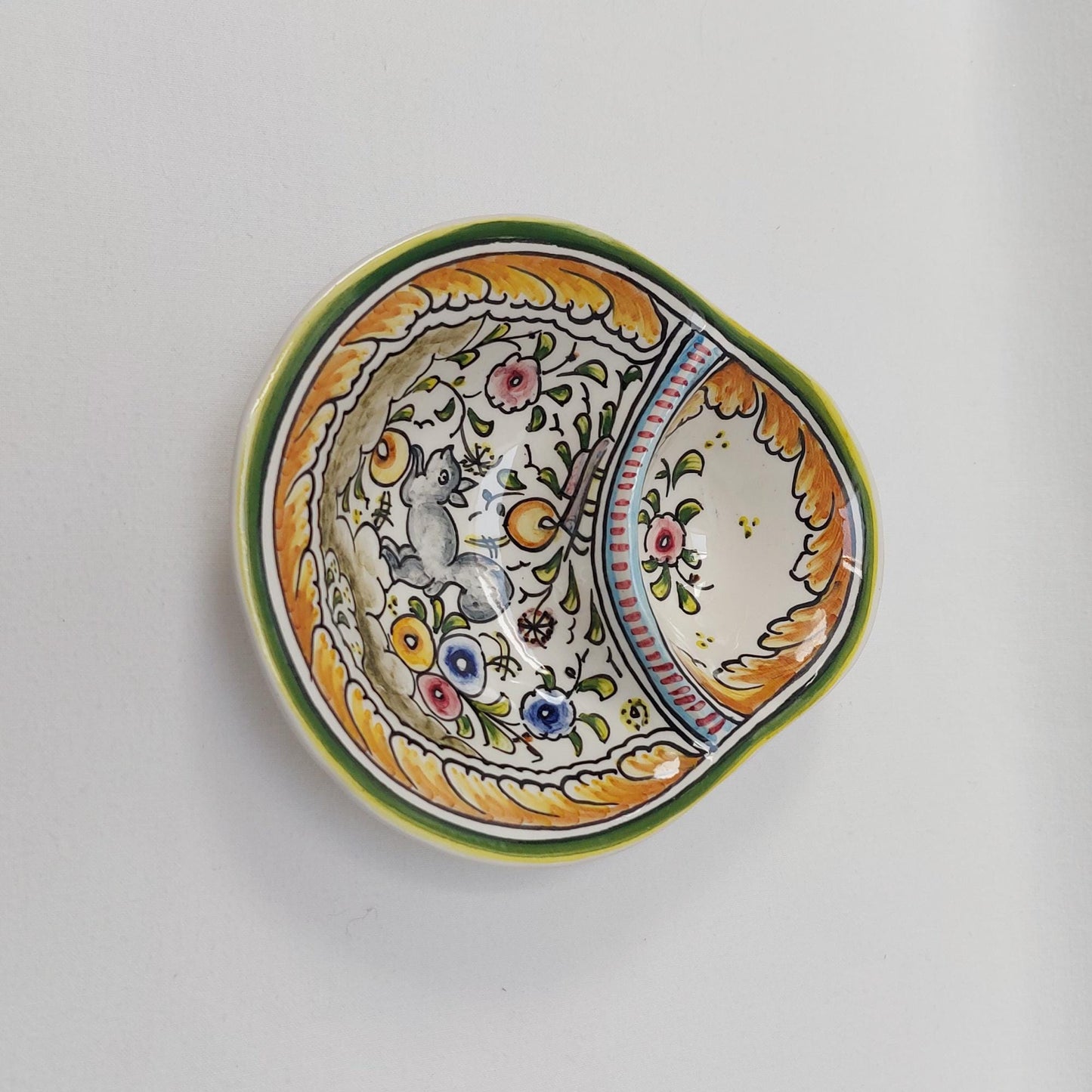Portuguese Ceramic Olive Dish, Hand Painted Appetizer Plate