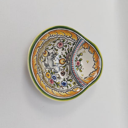 Portuguese Ceramic Olive Dish, Hand Painted Appetizer Plate