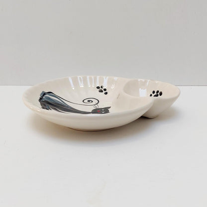 Portuguese Ceramic Olive Dish, Cat Design Appetizer Plate