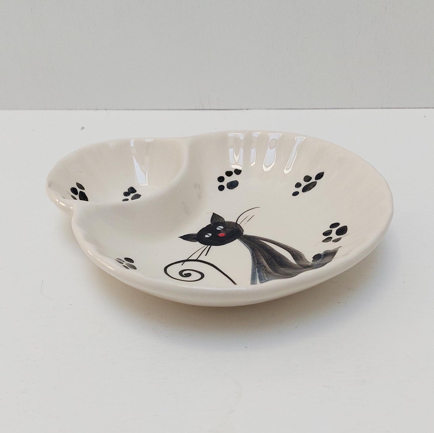 Portuguese Ceramic Olive Dish, Cat Design Appetizer Plate