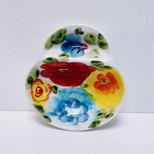 Portuguese Ceramic Olive Dish, Floral Appetizer Plate