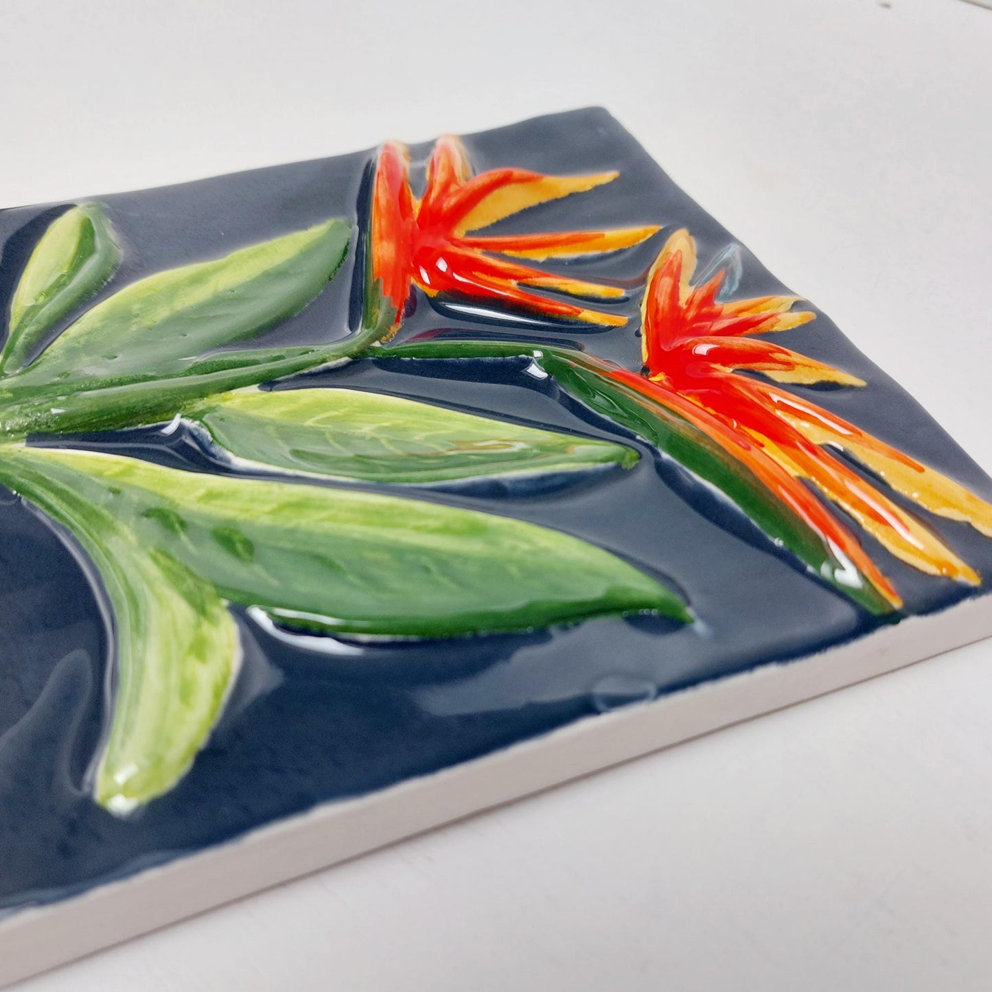 Hand-Painted Ceramic Tile Wall Art, Portuguese Azulejo, Bird of Paradise