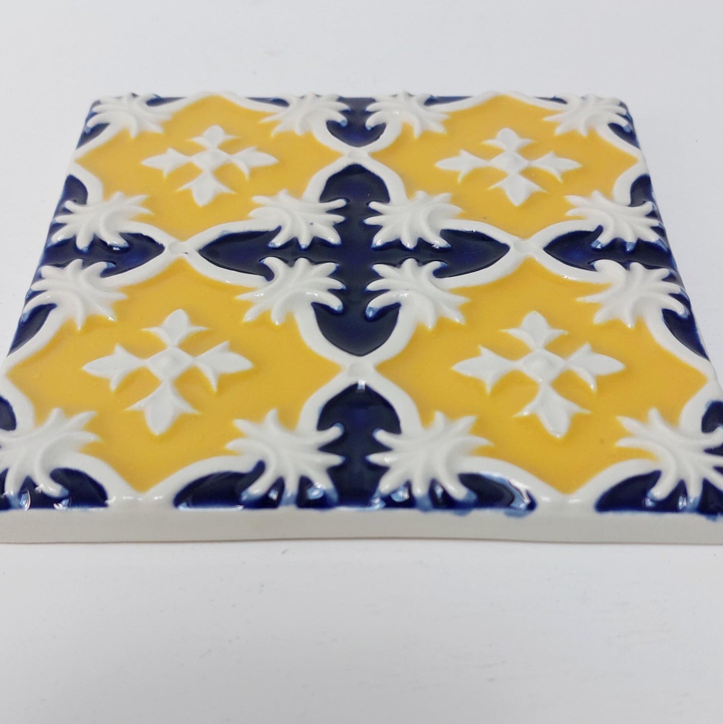 Hand-Painted Portuguese Ceramic Tile, Wall Decor (5.51"x5.51")