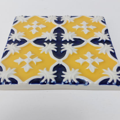 Hand-Painted Portuguese Ceramic Tile, Wall Decor (5.51"x5.51")