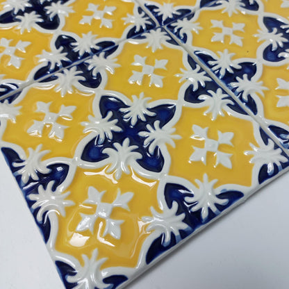 Hand-Painted Portuguese Ceramic Tile, Wall Decor (5.51"x5.51")