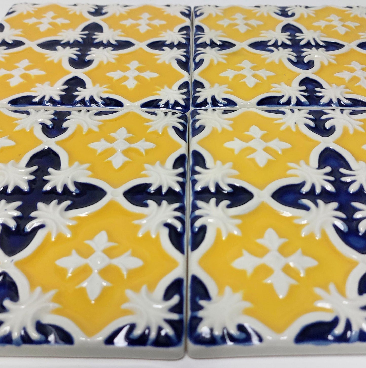 Hand-Painted Portuguese Ceramic Tile, Wall Decor (5.51"x5.51")