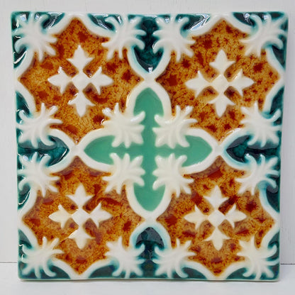 Hand-Painted Portuguese Ceramic Tile, Wall Decor (5.51"x5.51")