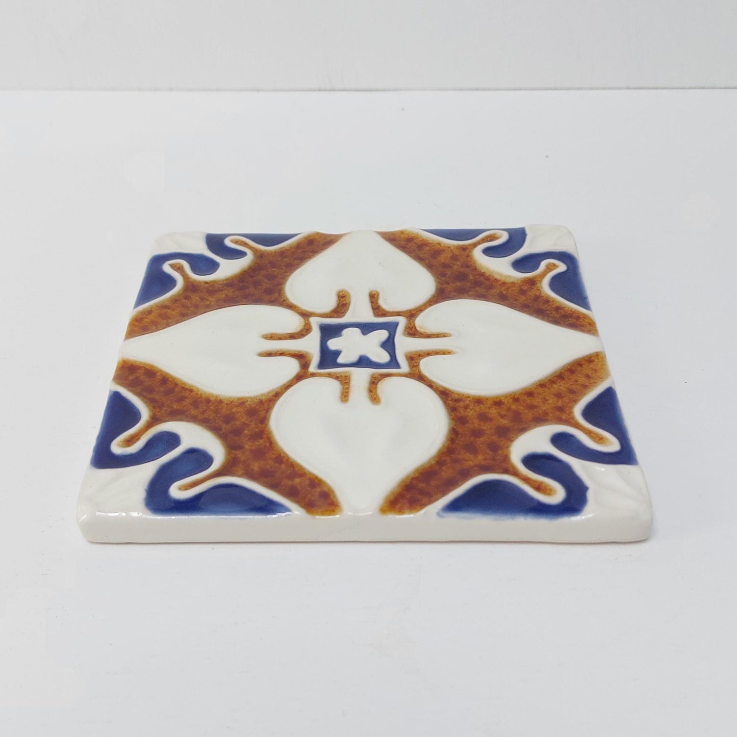 Hand-Painted Portuguese Ceramic Tile, Faiance Wall Decor (5.51"x5.51")