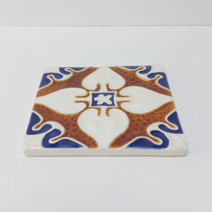 Hand-Painted Portuguese Ceramic Tile, Faiance Wall Decor (5.51"x5.51")