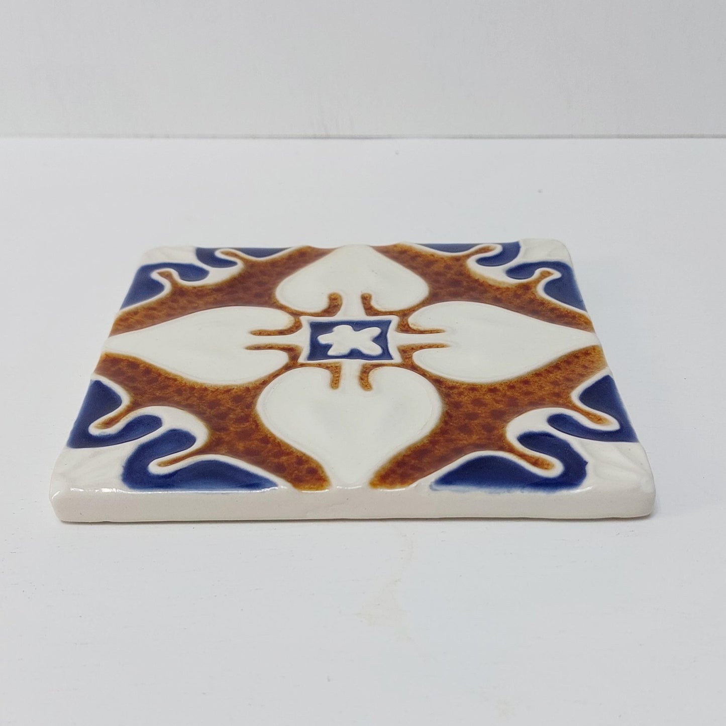 Hand-Painted Portuguese Ceramic Tile, Faiance Wall Decor (5.51"x5.51")