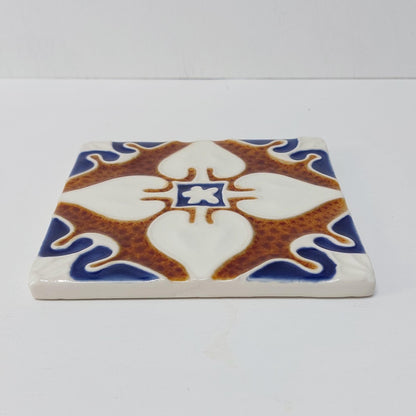 Hand-Painted Portuguese Ceramic Tile, Faiance Wall Decor (5.51"x5.51")