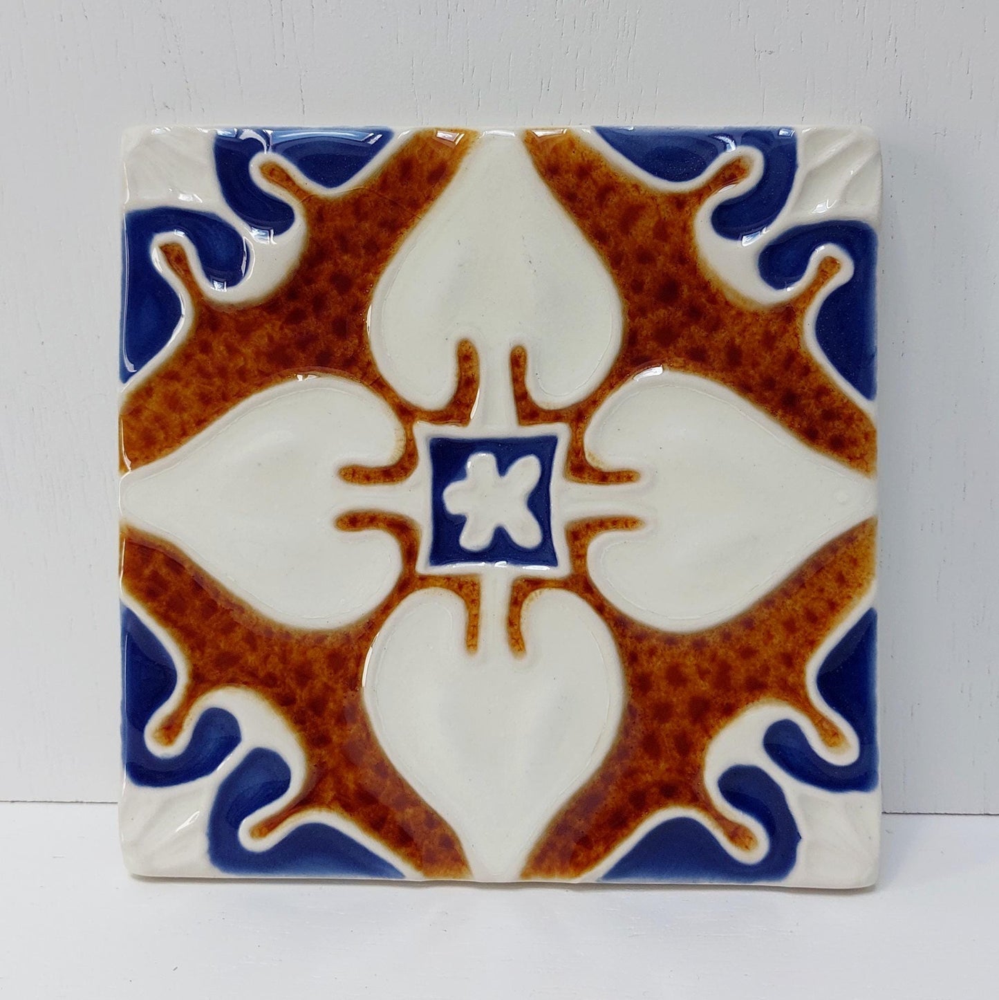 Hand-Painted Portuguese Ceramic Tile, Faiance Wall Decor (5.51"x5.51")