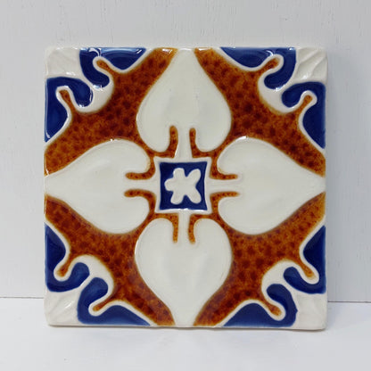 Hand-Painted Portuguese Ceramic Tile, Faiance Wall Decor (5.51"x5.51")