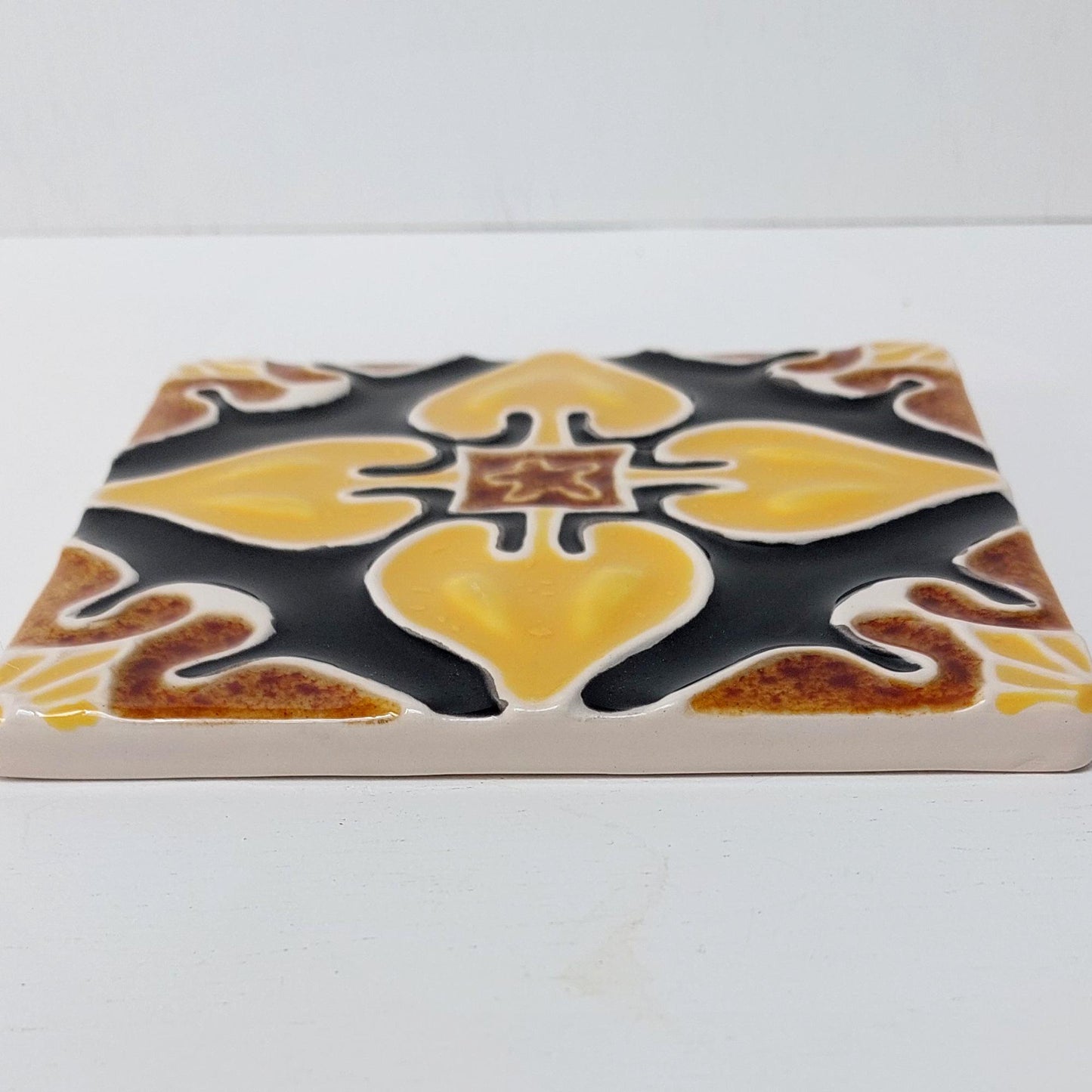Hand-Painted Portuguese Ceramic Tile, Wall Decor (5.51"x5.51")
