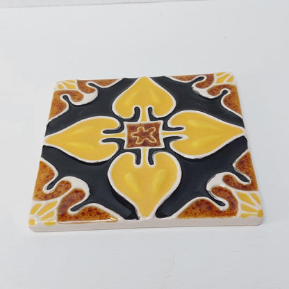 Hand-Painted Portuguese Ceramic Tile, Wall Decor (5.51"x5.51")