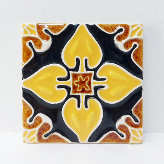 Hand-Painted Portuguese Ceramic Tile, Wall Decor (5.51"x5.51")