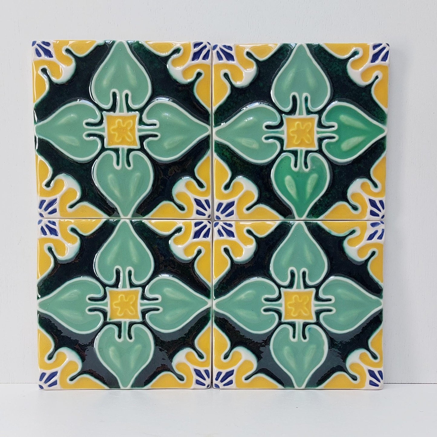 Hand-Painted Portuguese Ceramic Tile, Wall Art Decor (5.51"x5.51")