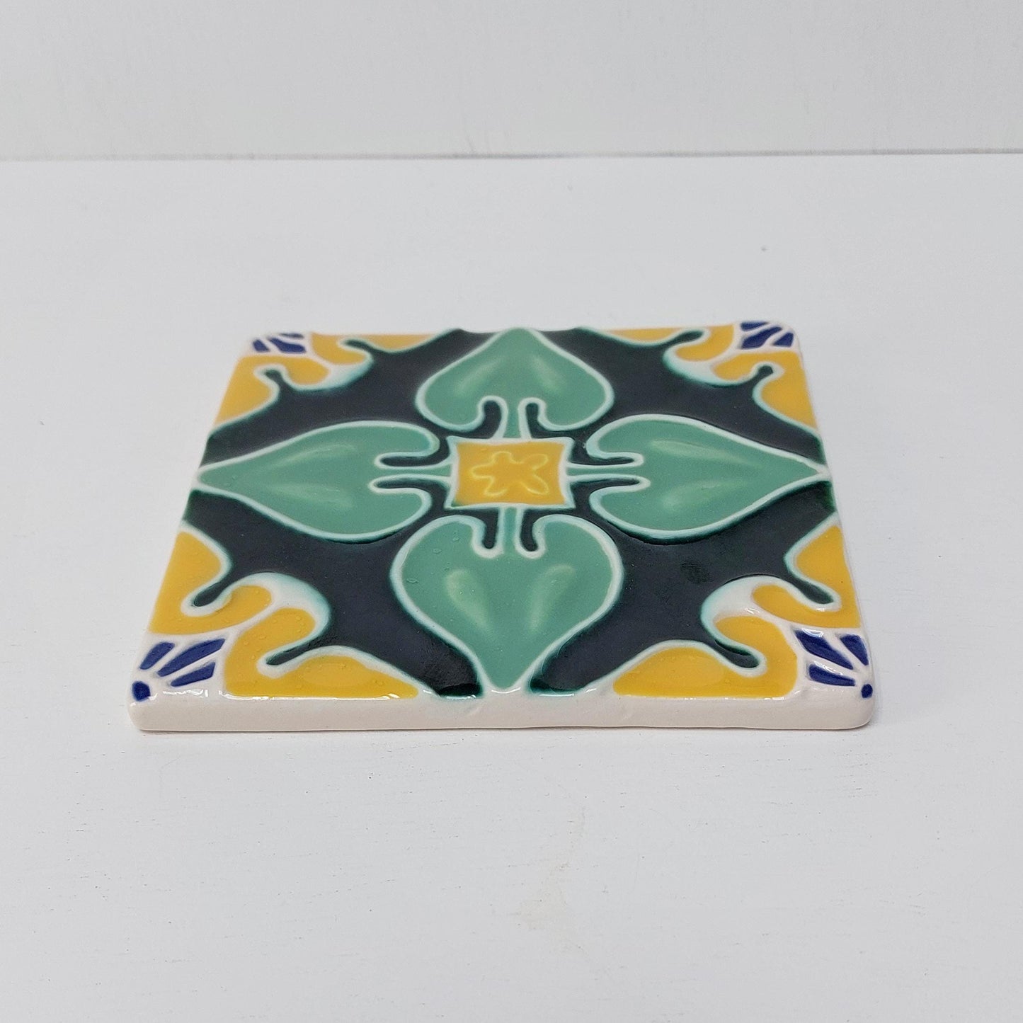 Hand-Painted Portuguese Ceramic Tile, Wall Art Decor (5.51"x5.51")