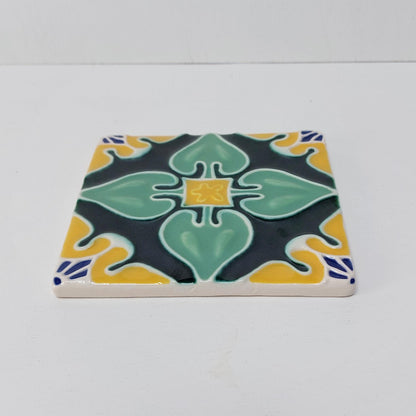 Hand-Painted Portuguese Ceramic Tile, Wall Art Decor (5.51"x5.51")