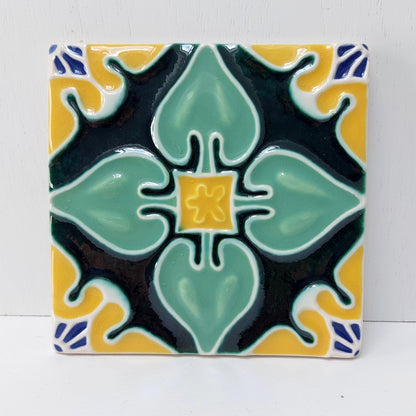 Hand-Painted Portuguese Ceramic Tile, Wall Art Decor (5.51"x5.51")