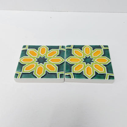 Hand-Painted Portuguese Ceramic Tiles, Wall Decor Art (Set of 2)