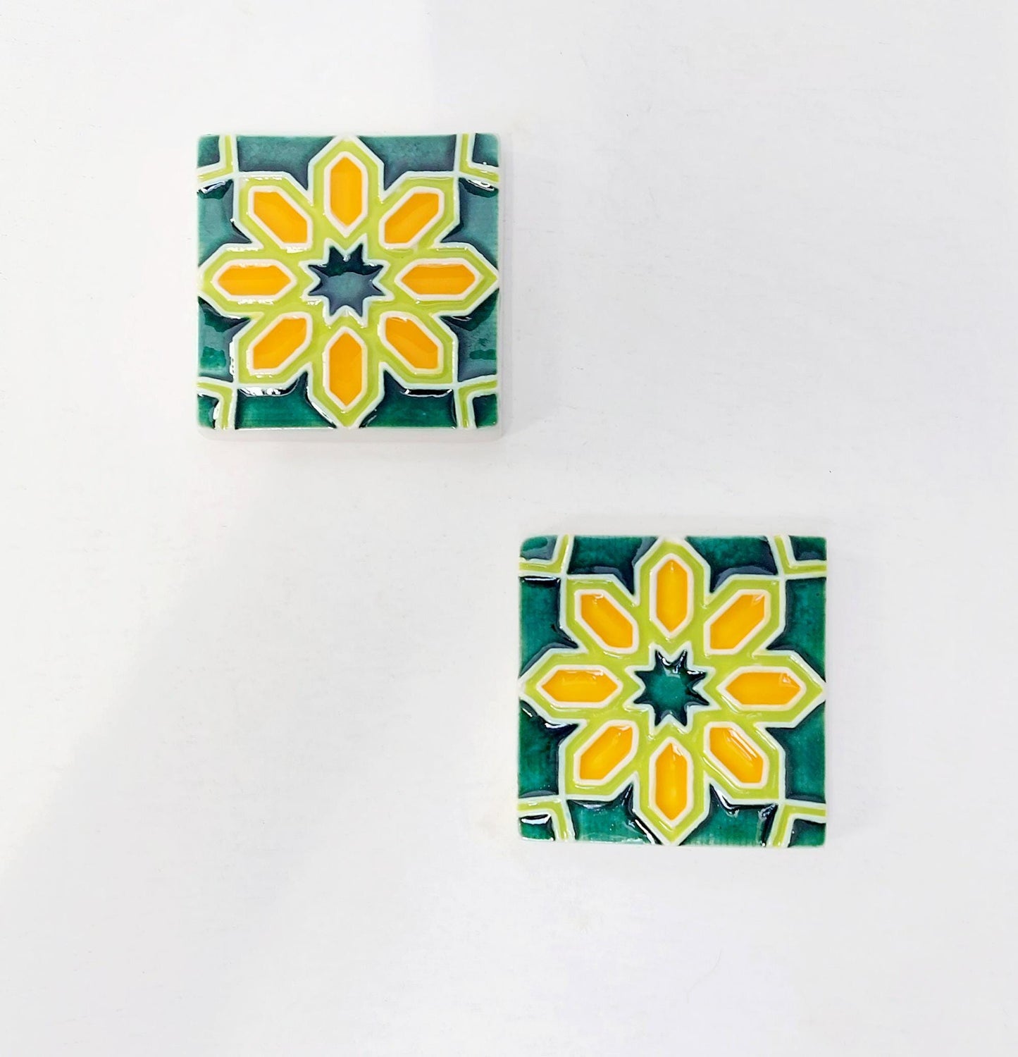 Hand-Painted Portuguese Ceramic Tiles, Wall Decor Art (Set of 2)