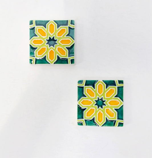 Hand-Painted Portuguese Ceramic Tiles, Wall Decor Art (Set of 2)