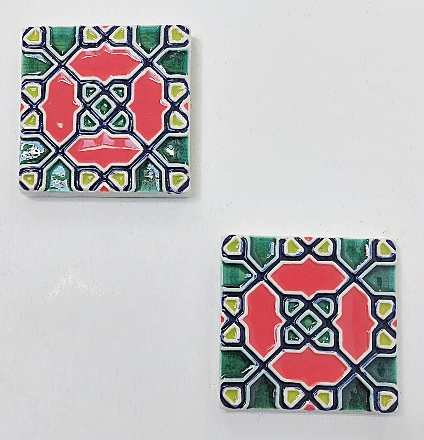 Hand-Painted Portuguese Ceramic Tile Wall Art, Set of 4