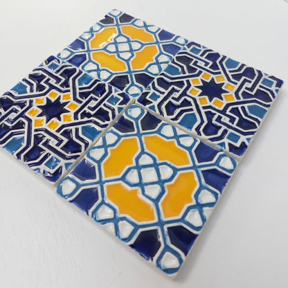 Hand-Painted Portuguese Tile Murals, Authentic Azulejo (Set of 4)