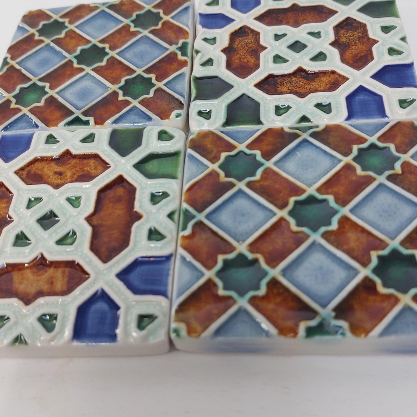 Hand-Painted Portuguese Tile Mural, Authentic Azulejo (Set of 4)