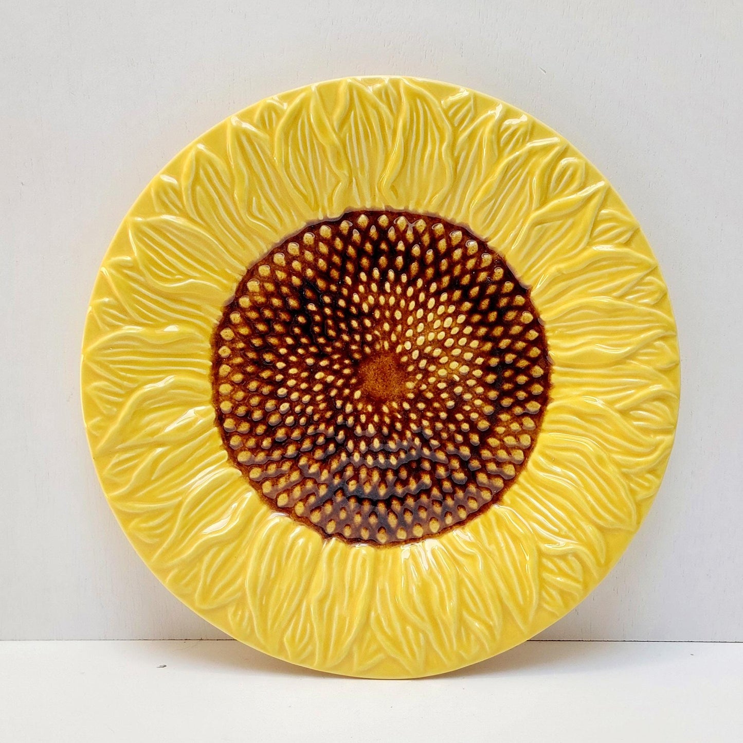 Portuguese Ceramic Sunflower Dinnerware Set, Hand-Painted Plates for 6
