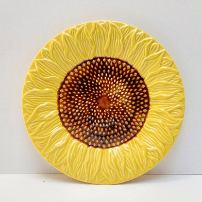 Portuguese Ceramic Sunflower Dinnerware Set, Hand-Painted Plates for 6