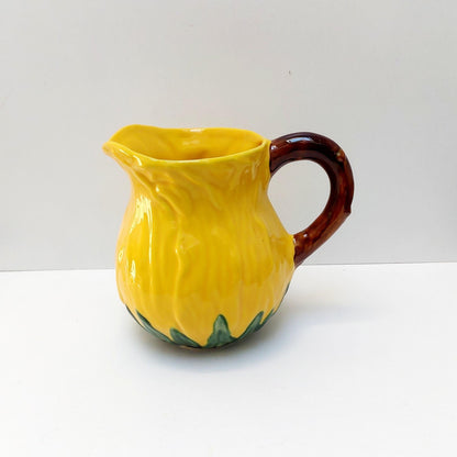 Hand-Painted Portuguese Ceramic Jug Vase, Floral Design