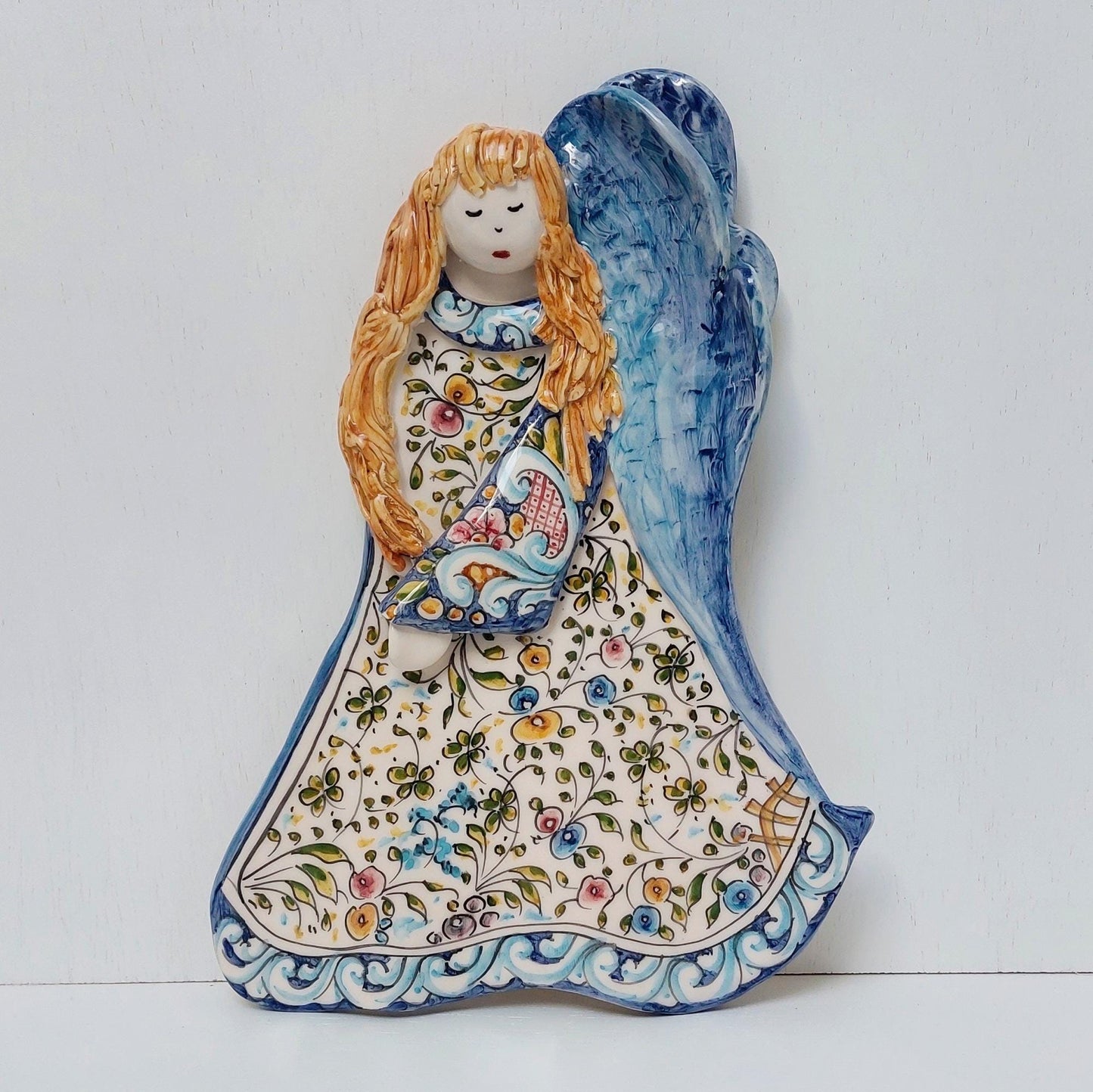 Hand-Painted Ceramic Angel Tile, Portuguese Wall Decor