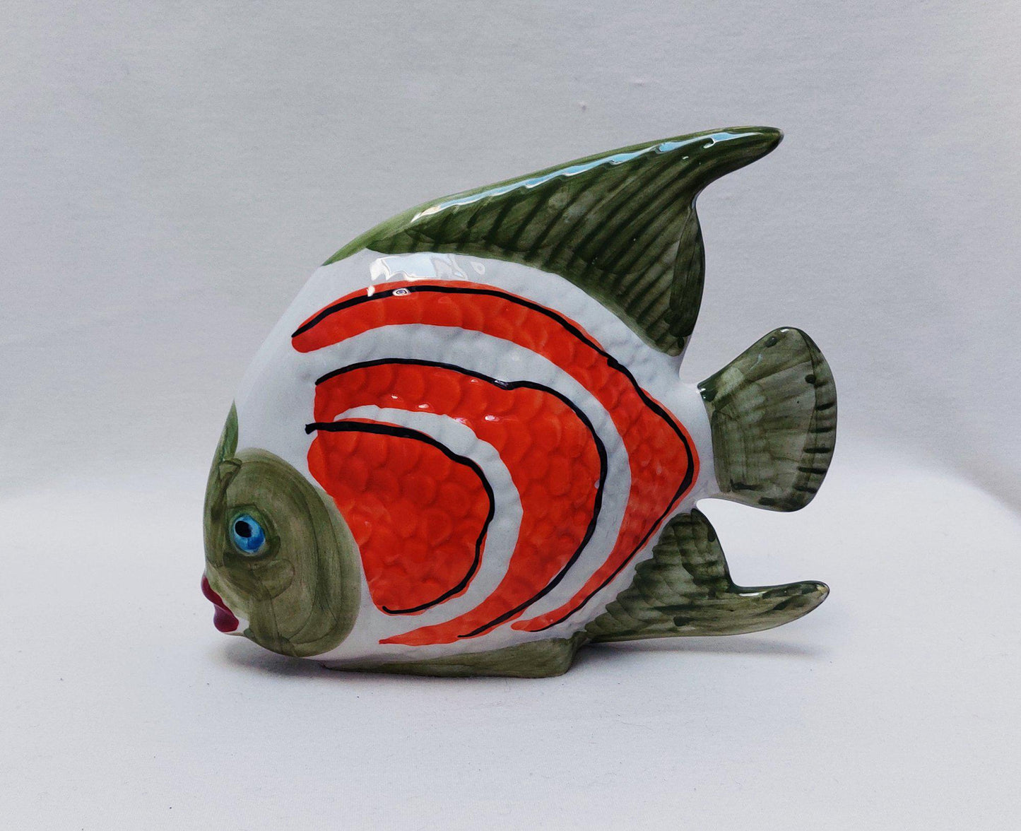Hand-Painted Ceramic Fish Figurine, Portuguese Faiance Wall Decor