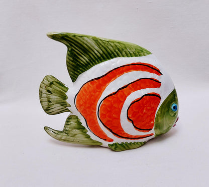 Hand-Painted Ceramic Fish Figurine, Portuguese Faiance Wall Decor