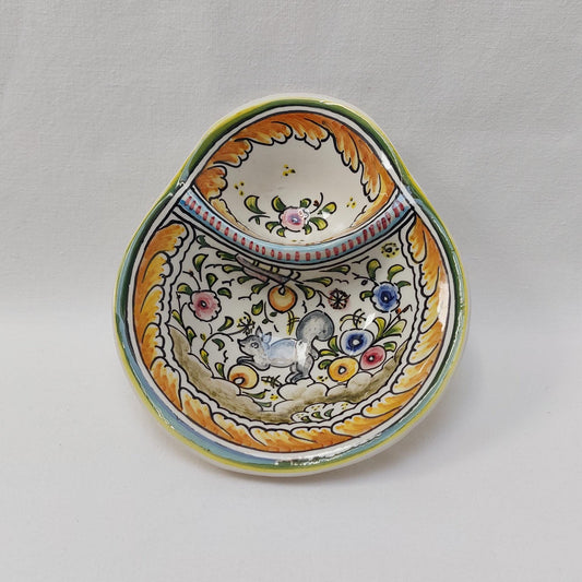 Portuguese Ceramic Olive Dish, Hand Painted Appetizer Plate