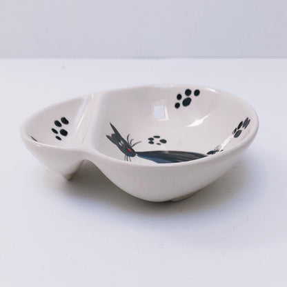 Portuguese Ceramic Olive Dish, Cat Design Appetizer Plate