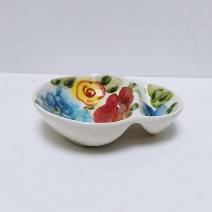 Portuguese Ceramic Olive Dish, Floral Appetizer Plate