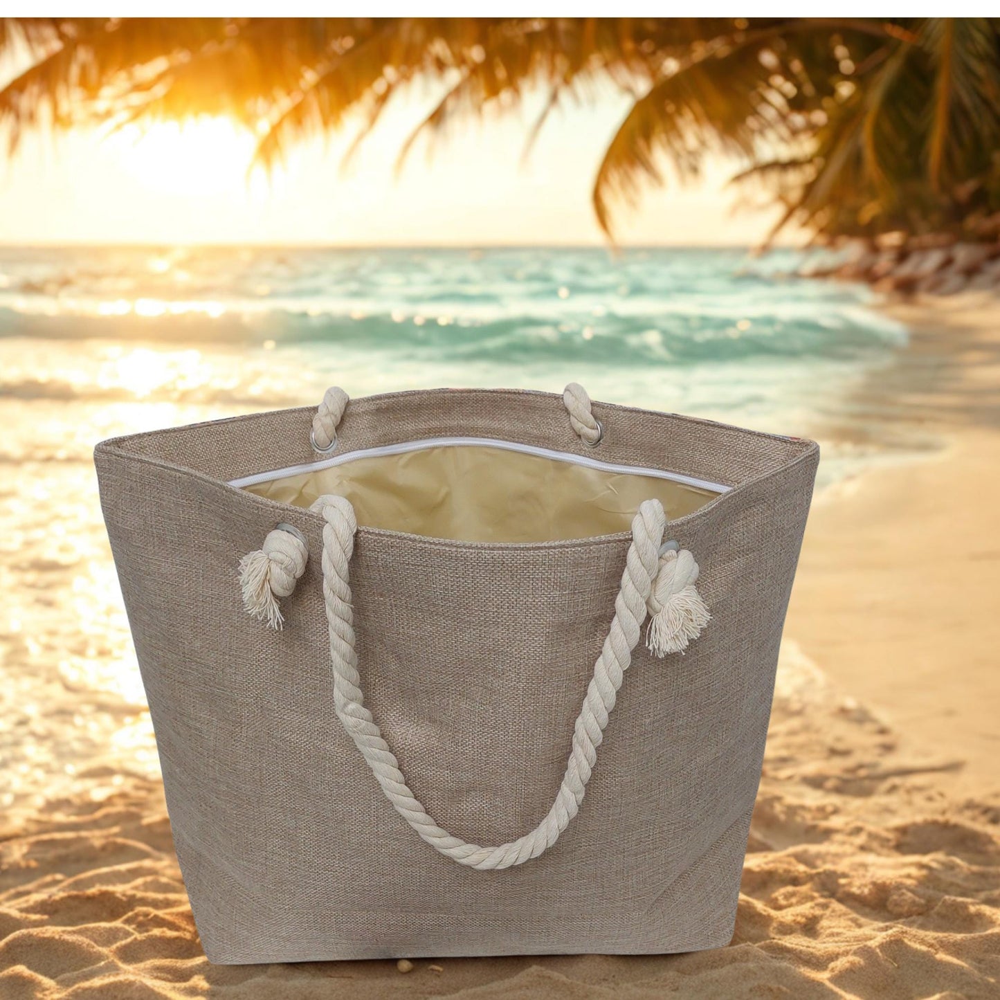 Waterproof Beach Tote with Portuguese Azulejo Tile Design
