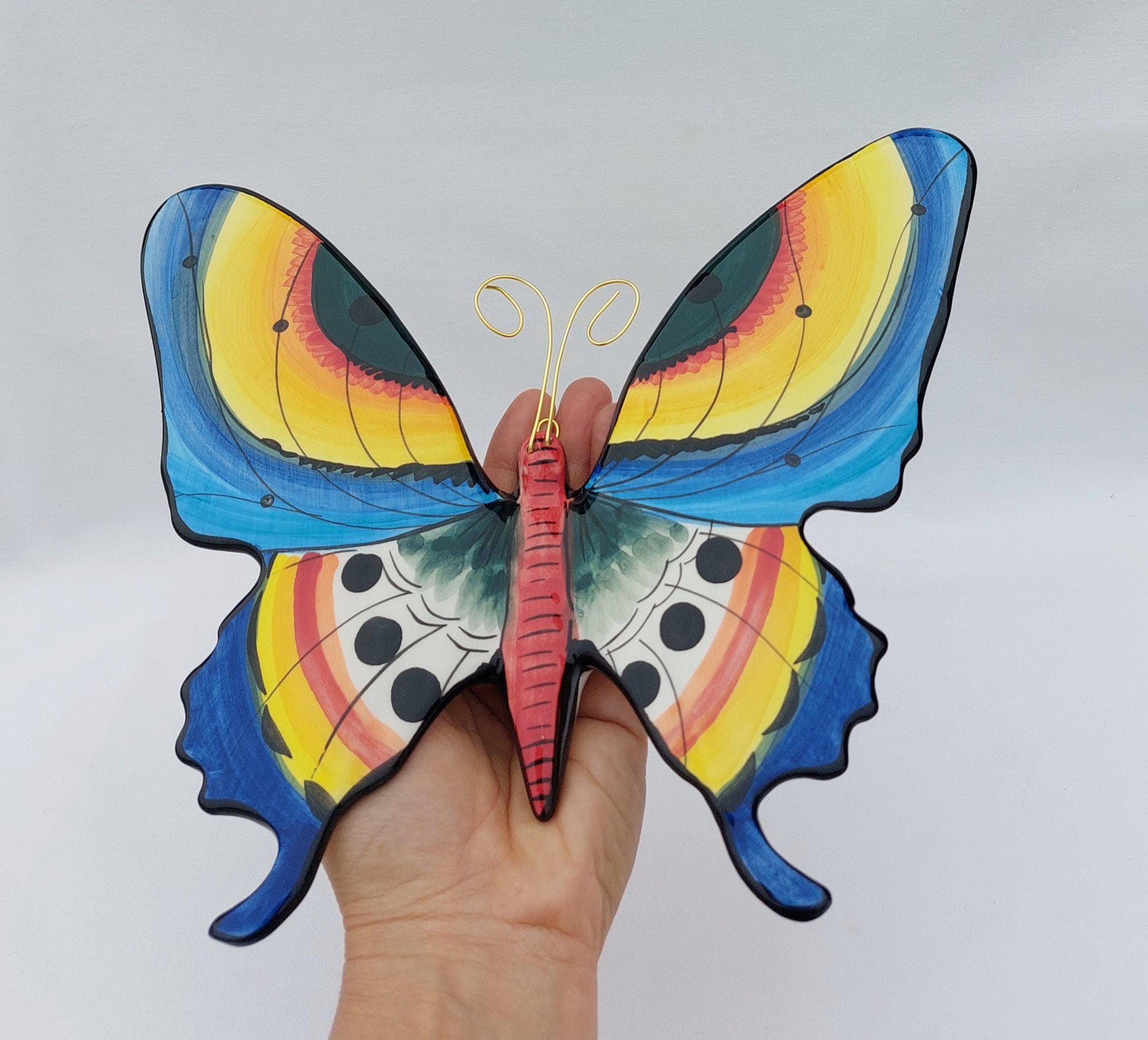 Hand-Painted Ceramic Butterfly Wall Decor, XL Portuguese Art