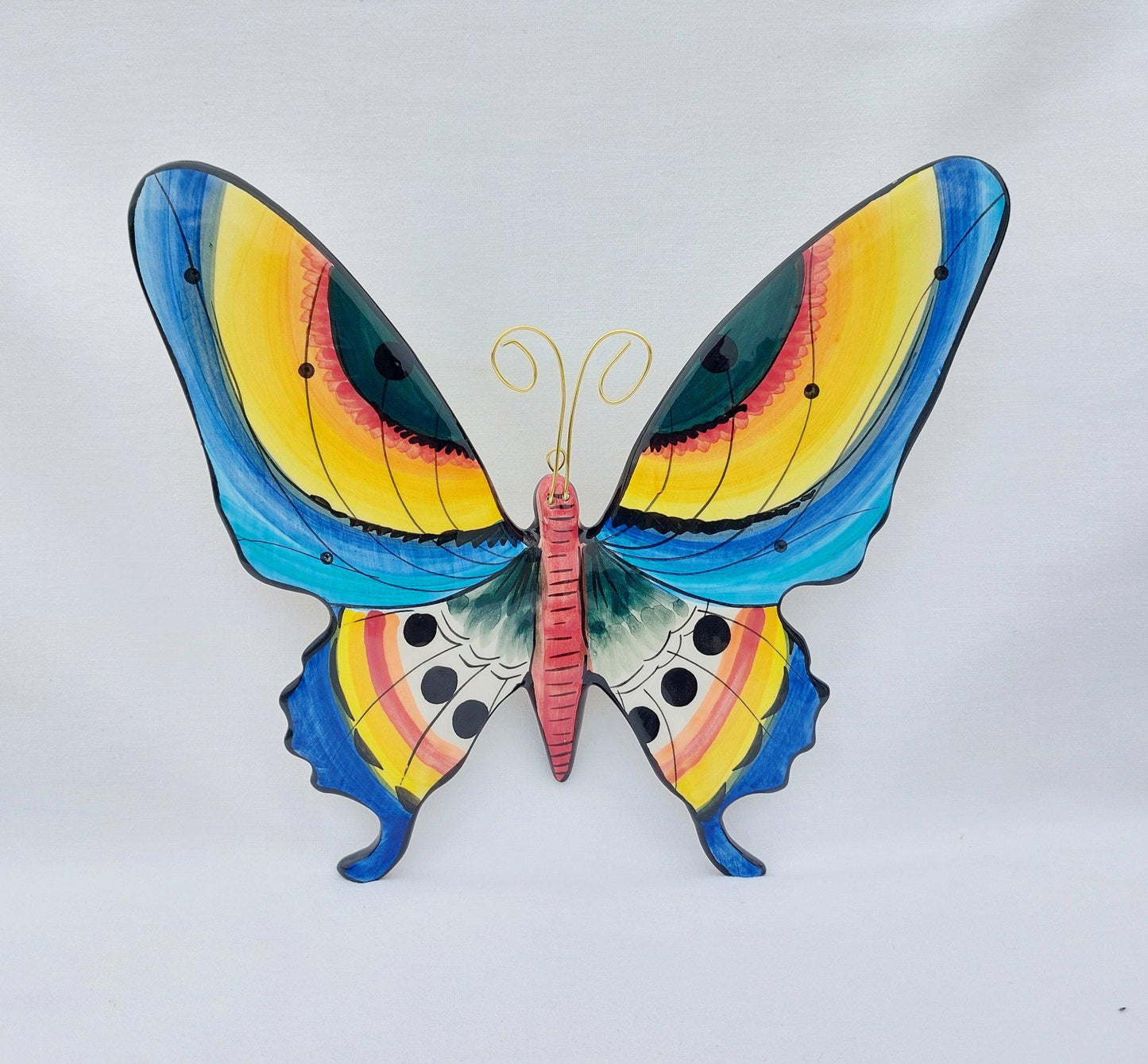 Hand-Painted Ceramic Butterfly Wall Decor, XL Portuguese Art