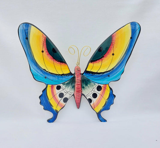 Hand-Painted Ceramic Butterfly Wall Decor, XL Portuguese Art